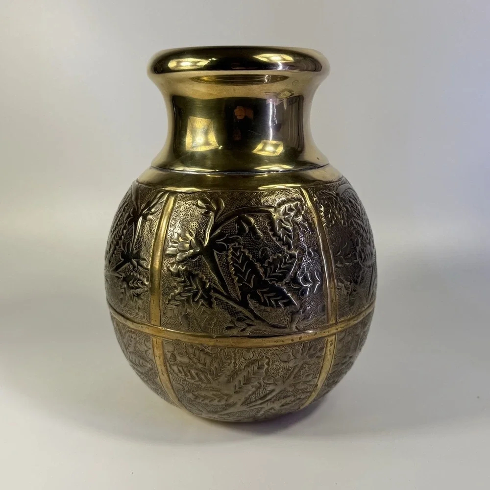 Vintage Handmade Brass Pot Vase‎ 10